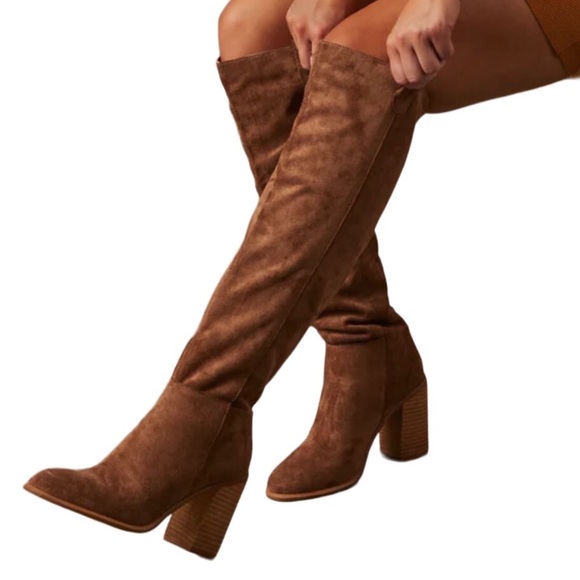 MI.IM Saint Slouch Knee Length Boots Suede Slip On Women’s Sz 9 Camel - Picture 4 of 14